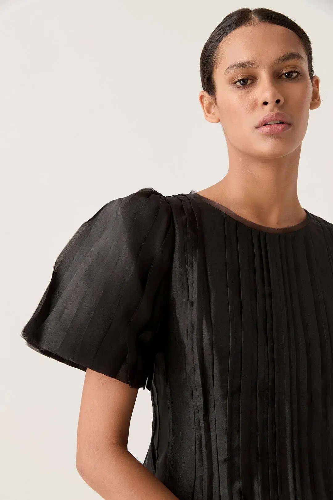 AJE Nova Pleated Midi Dress Black Size 10 photo 2