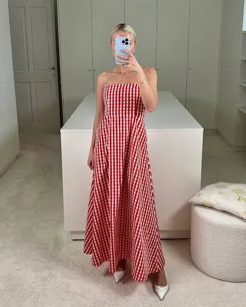Bernadette Odette Dress Red Gingham Size 10 photo 4