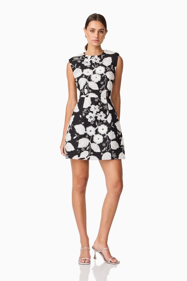 Elliatt Carol Tulip Mini Dress - Black & White photo 4