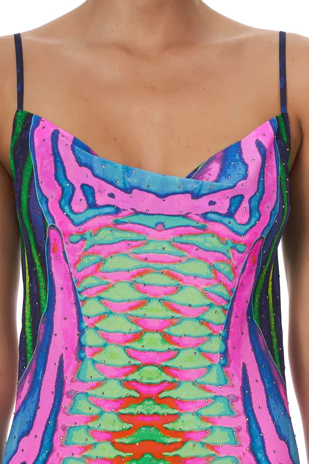 Camilla Poseidons Poison Long Bias Slip Dress Print Size 10 photo 5