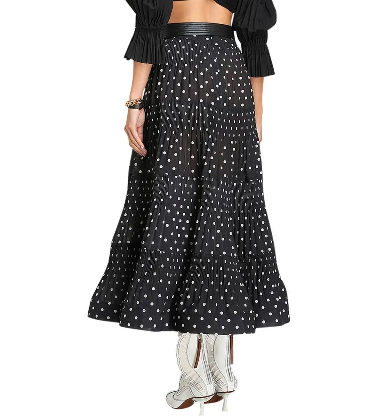 Zimmermann Tiered Plissé Voile Midi Skirt Polka Dot Size 0 AU 8 photo 3