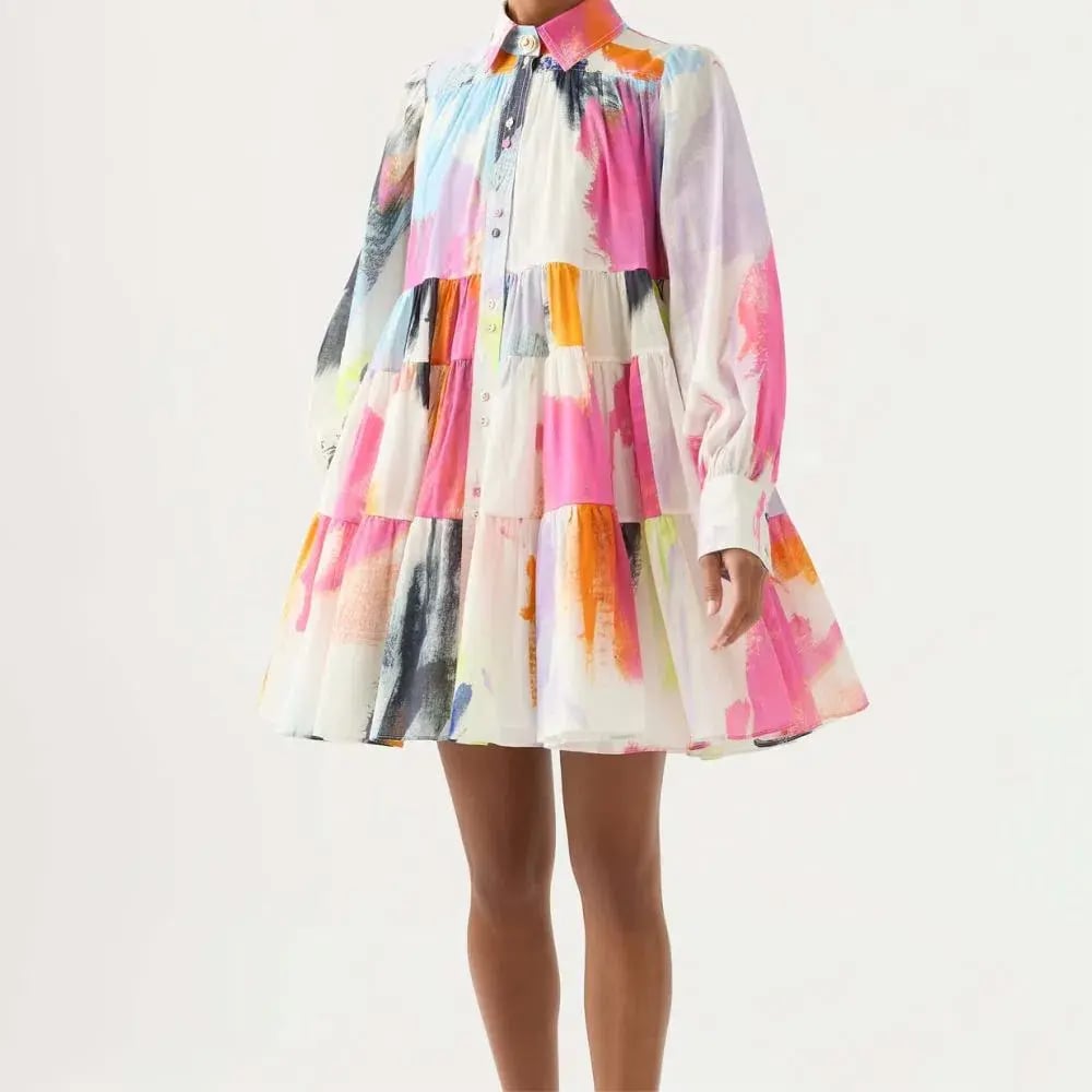 Aje Vie Smock Dress Multi Size 14 photo 7