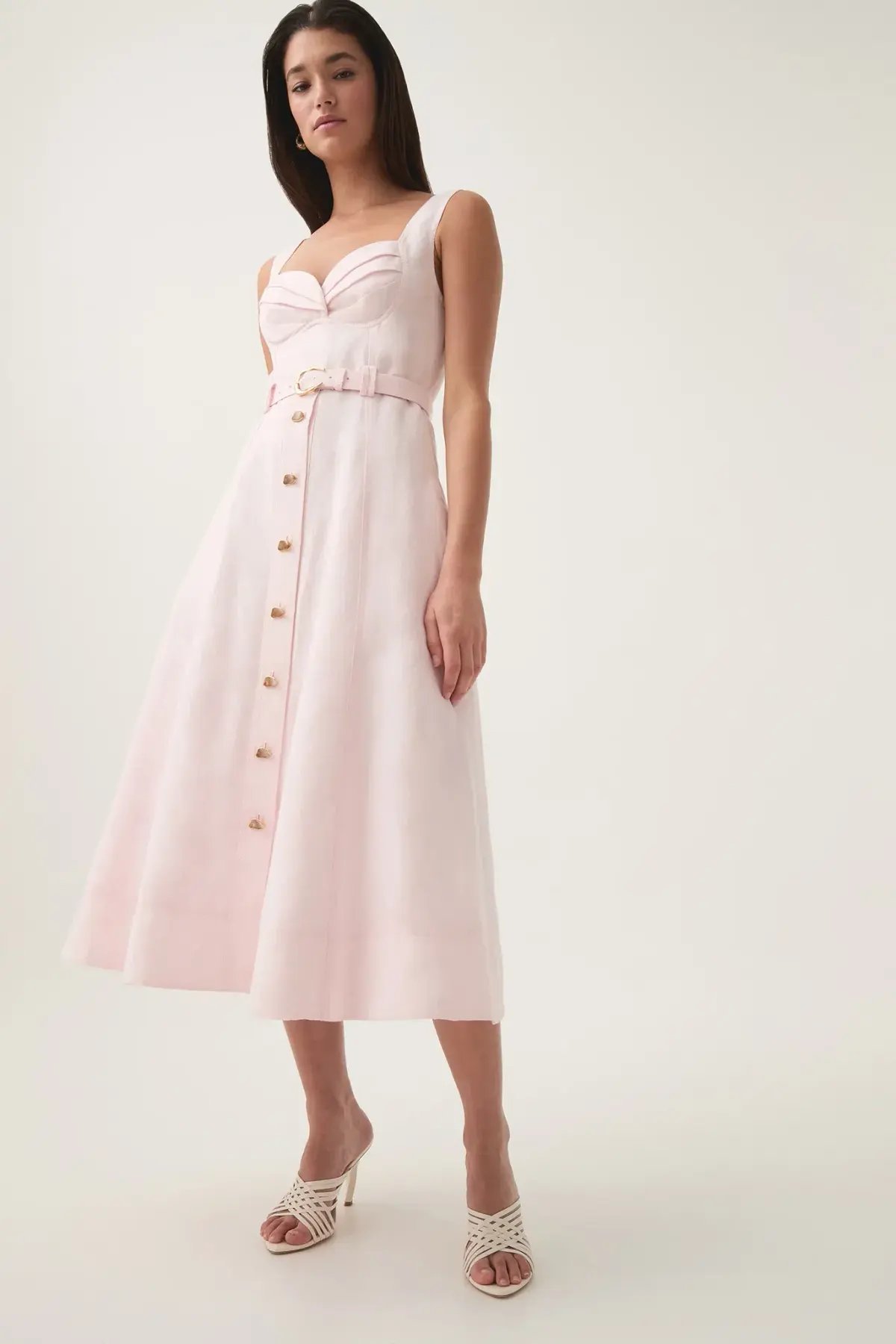 Aje Primary Belted Midi Dress Pastel Pink Size 8 photo 4