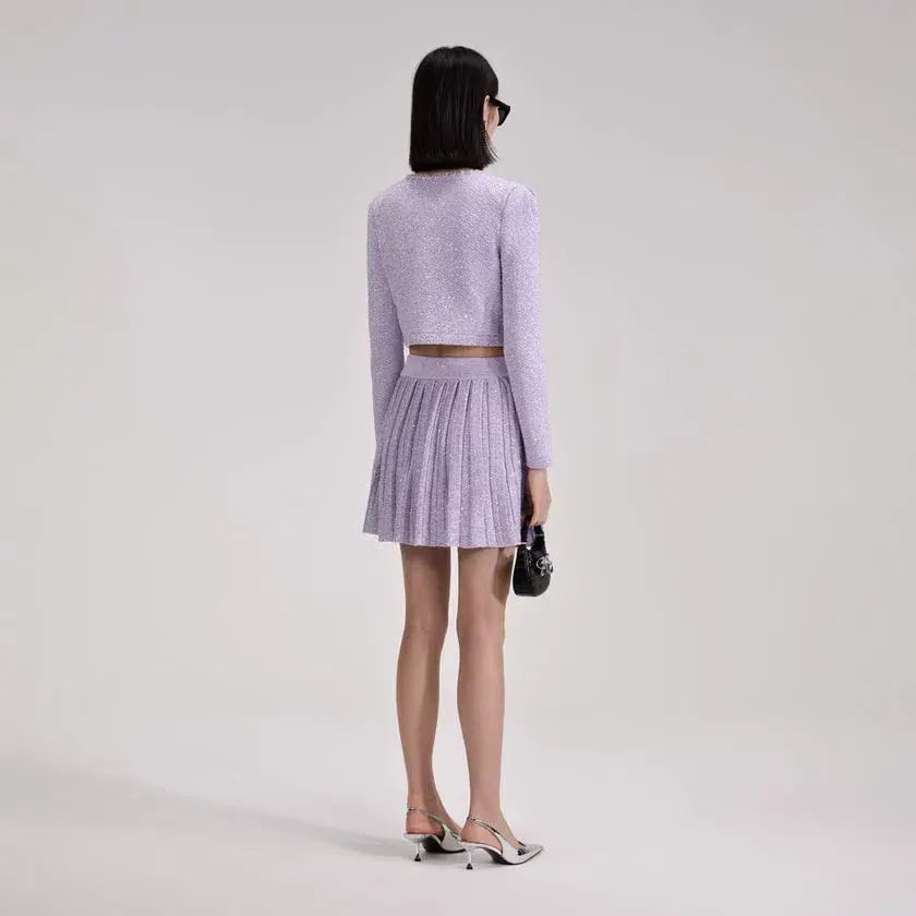 Self Portrait Lilac Skirt And Cardigan Set Mini Purple Size AU 8 photo 2