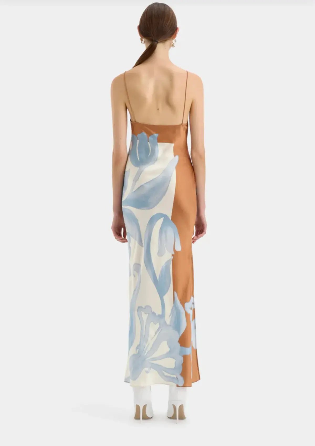 Sir the Label Sorrento Slip Dress Blue & Brown Sciarpa Print  Size 8 photo 3
