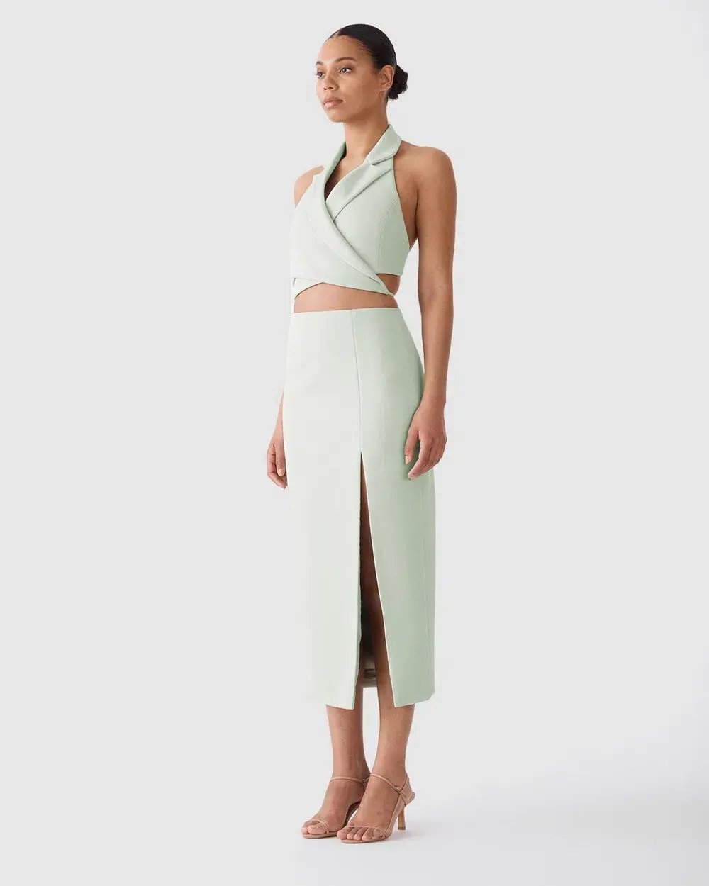 San Sloane Alessia Top and Skirt Set Pale Green Size 6 photo 2