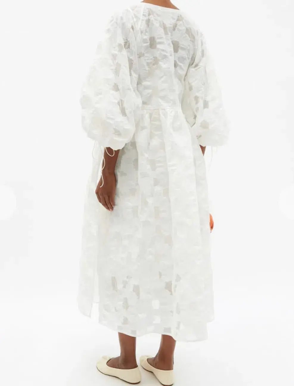 Cecilie Bahnsen Hella Puff-Sleeve Cotton-Blend Fil-Coupé Dress Size M/L / AU 14 photo 2