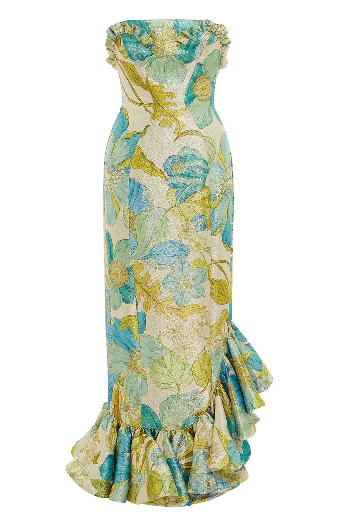 Alemais Janis Strapless Midi Dress Print Size AU 14 photo 3