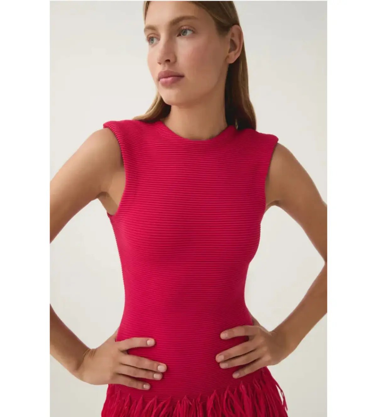 AJE Rushes Raffia Knit Mini Dress Hot Pink Size Large / Size 12 photo 3