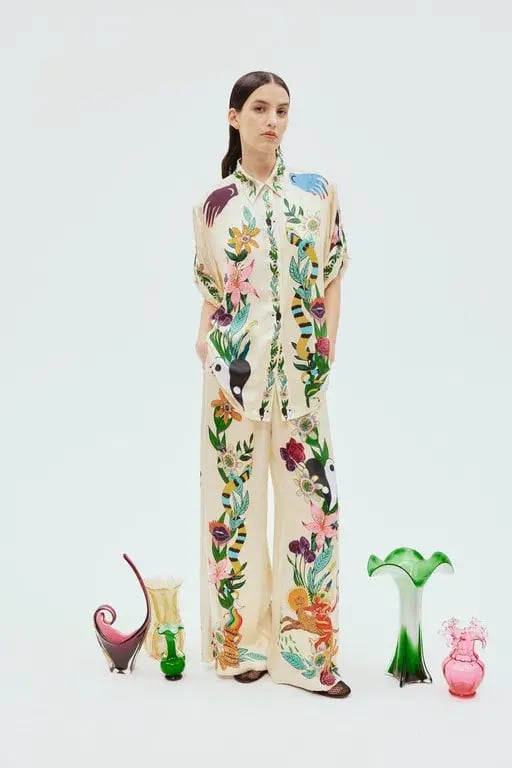 Alemais Meagan Oversized Silk Shirt and Pant Set Print Size 8 photo 2