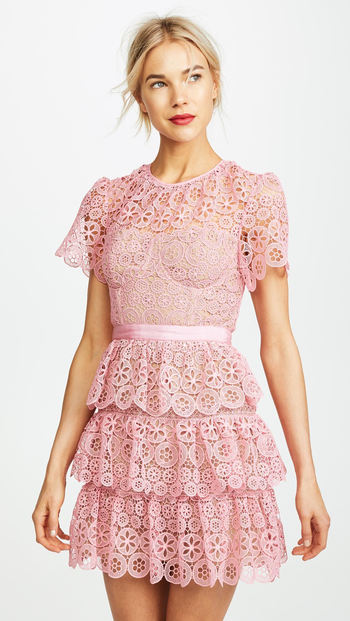 Self Portrait Pink Tiered Mini Dress pink size 8 photo 3