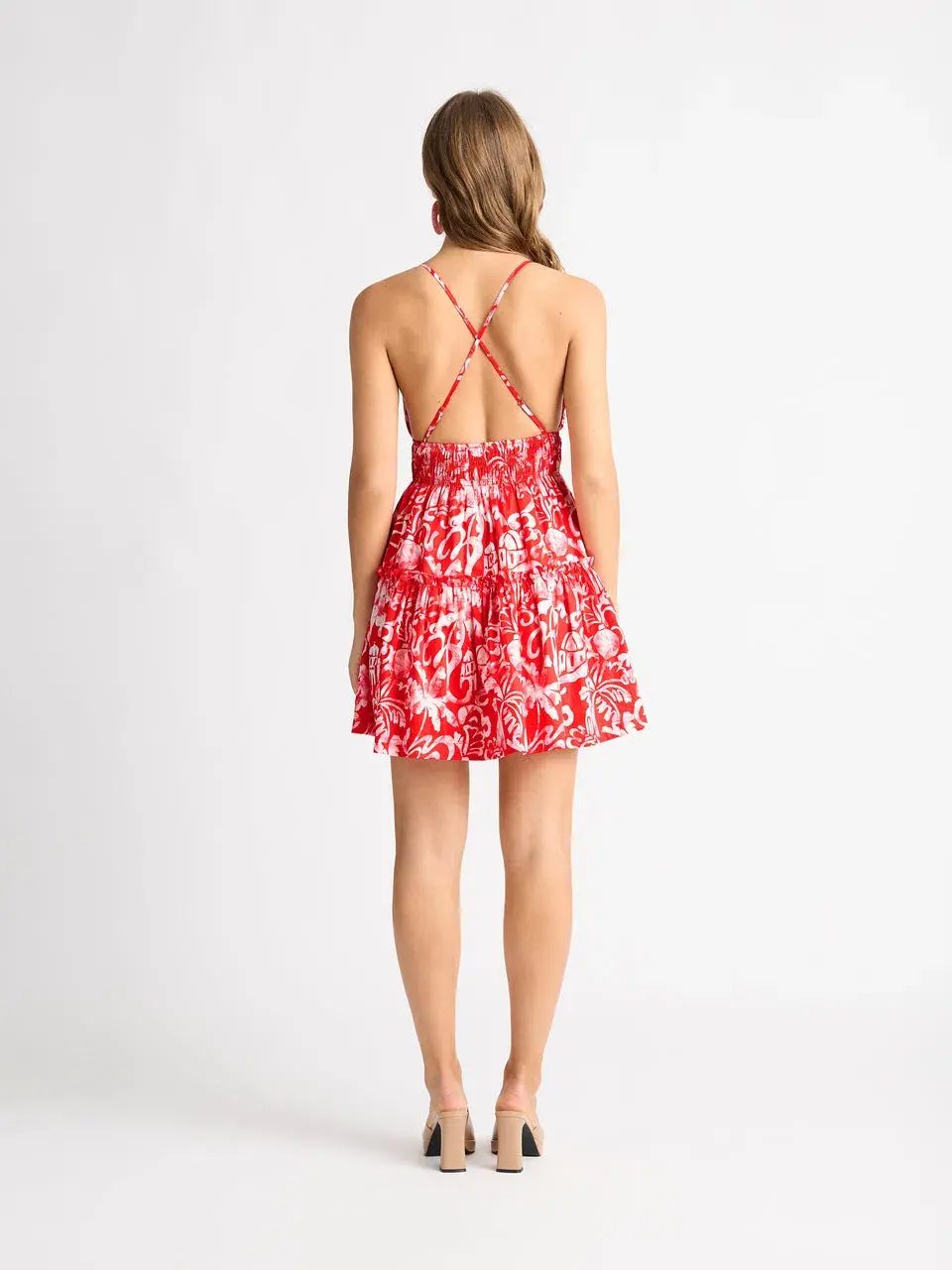 Sheike Santorini Mini Dress Red Floral Size 8 photo 2