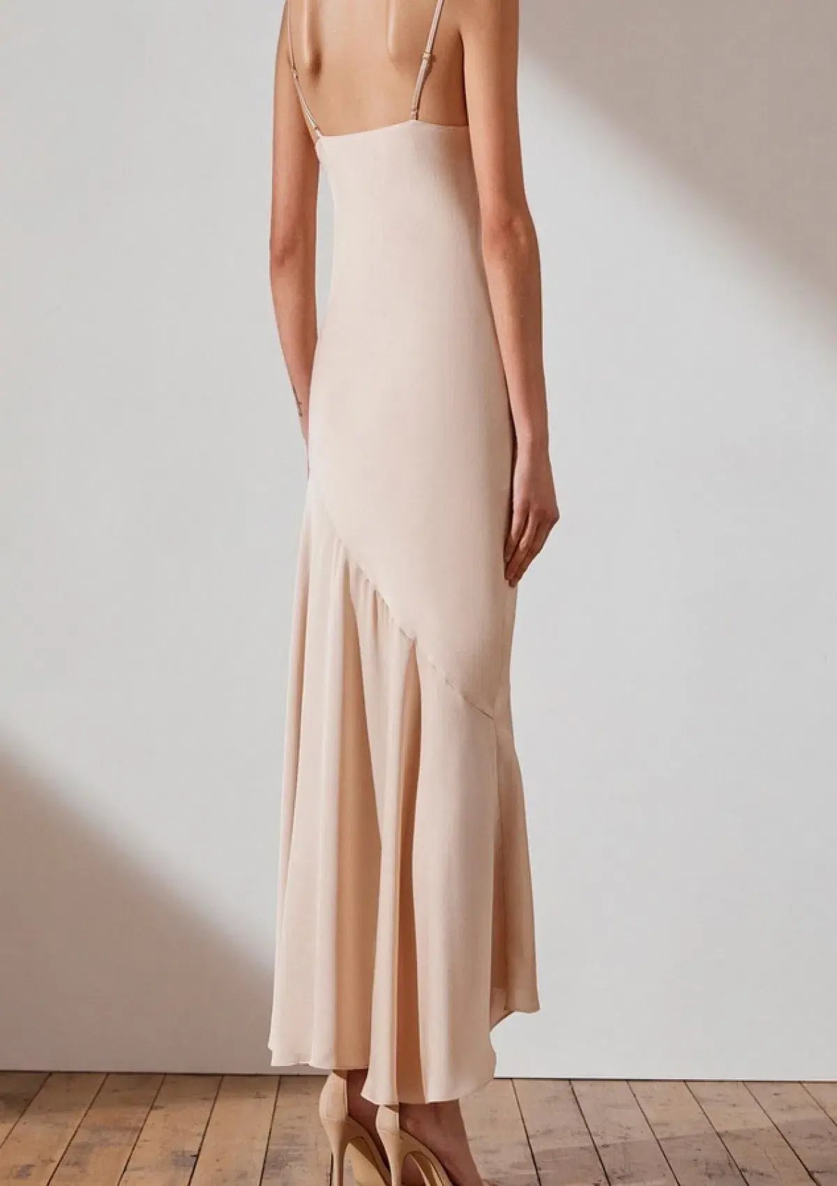 Shona Joy Luxe Bias Asymmetrical Slip Dress Champagne Size 6 photo 8