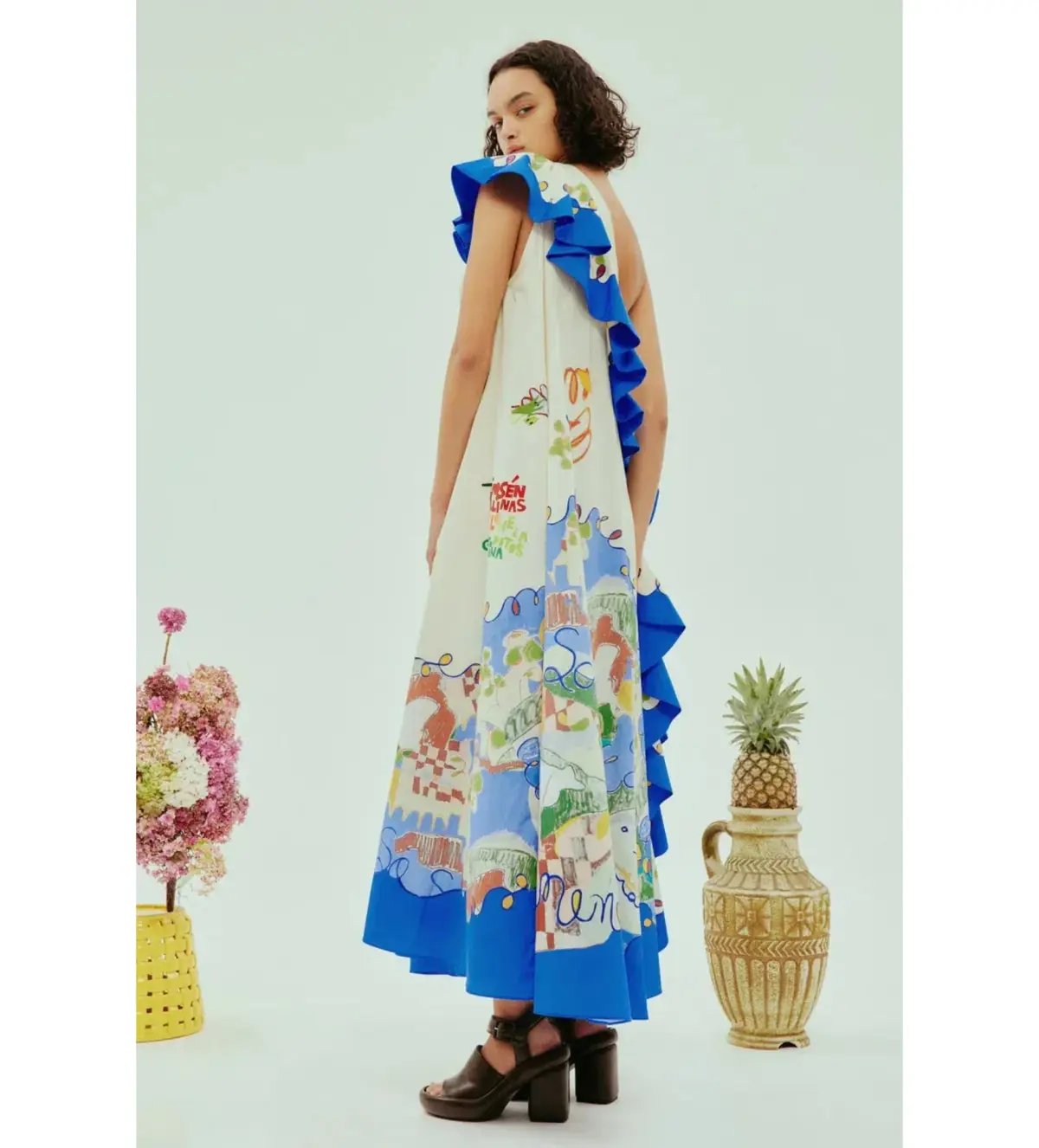 Alemais Nadia One Shoulder Ruffle Maxi Dress Multi Print Size 10 photo 4
