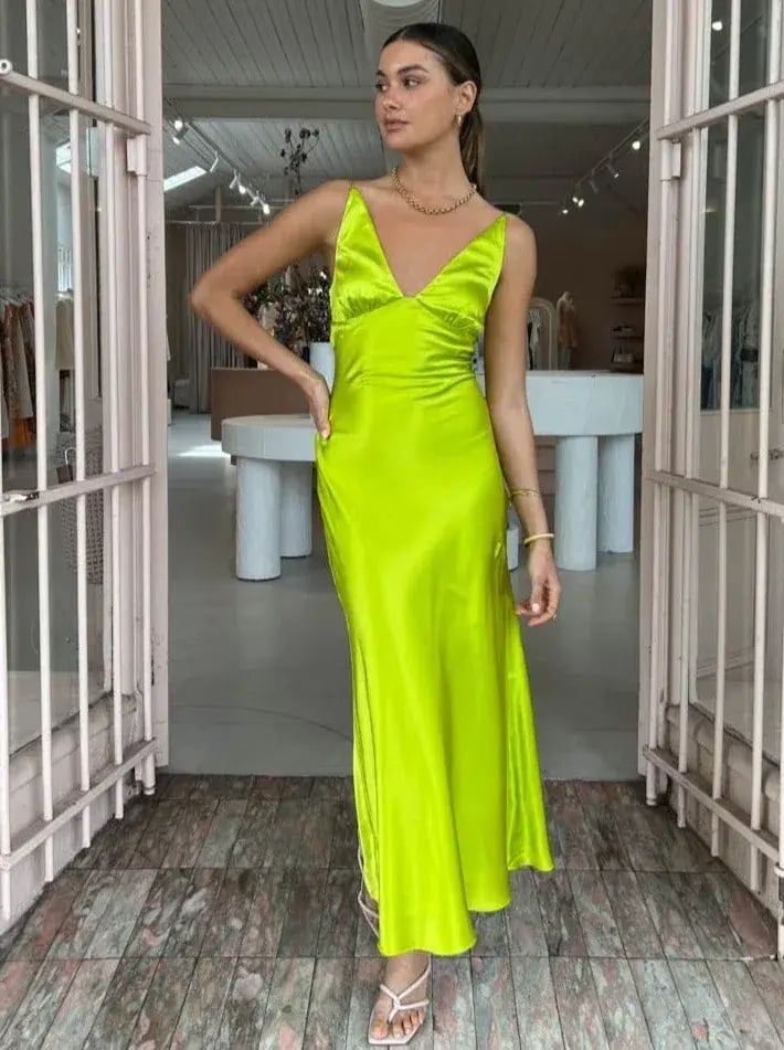 Ginia Sonia Maxi Dress in Electric Lime Size M / Au 10 photo 4