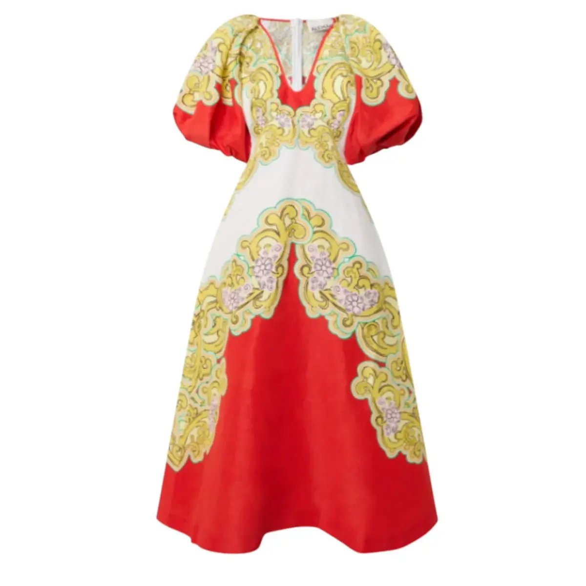 ALEMAIS Sierra Midi Dress Red Multi Size AU 10 photo 4