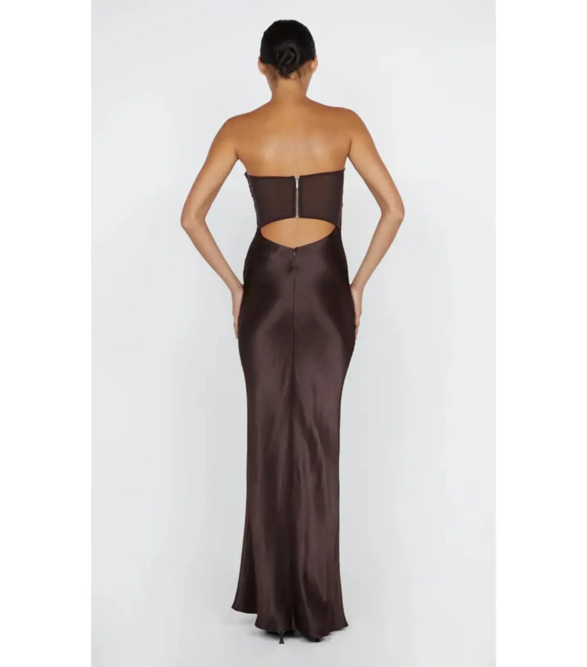 Bec & Bridge Halle Strapless Dress Chocolate Size AU 6 photo 5