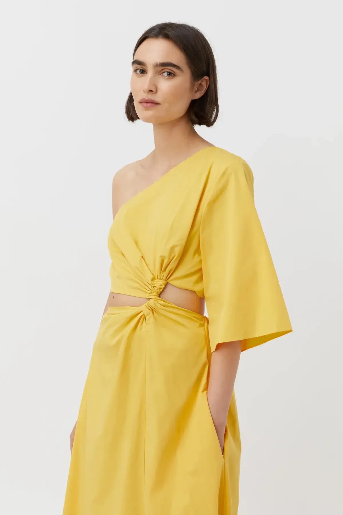 Camilla & Marc Wally One Shoulder Cut Out Maxi Dress in Honey Yellow Size 10 photo 7