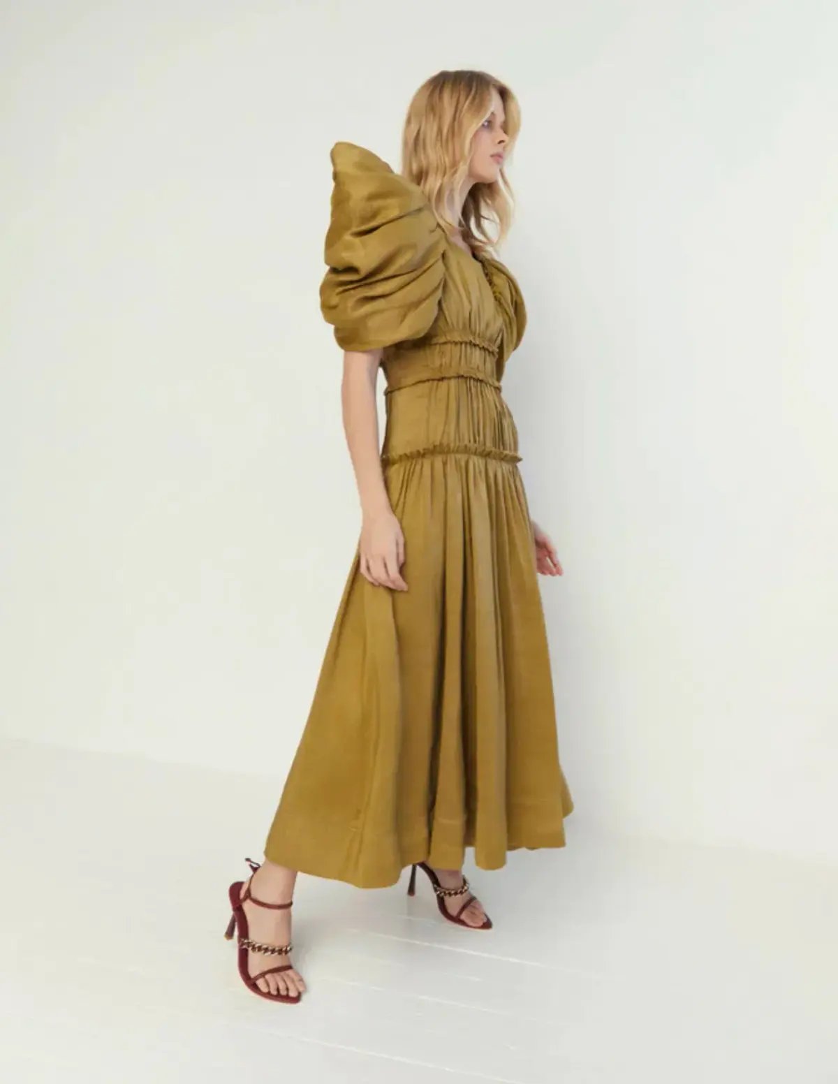 Aje Frequency Butterfly Sleeve Midi Dress Green Size 6 photo 3