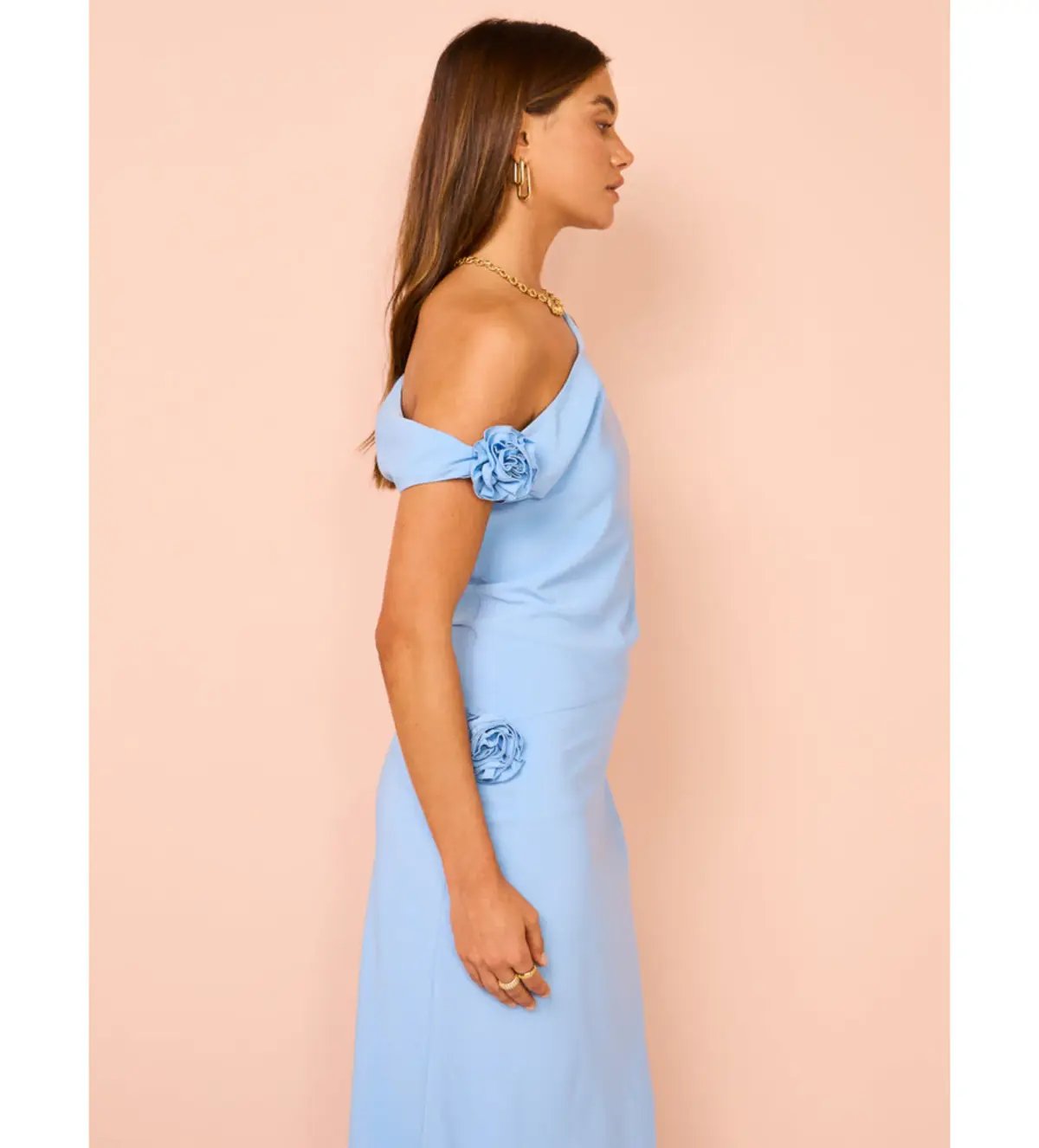 Issy Off Shoulder Flower Maxi Dress in Blue Size M / AU 10 photo 3