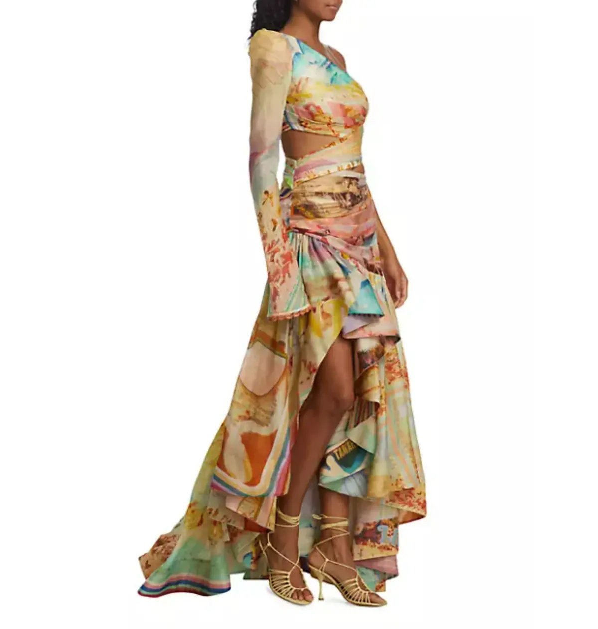 Zimmermann Tama Asymmetrical Dress in Poster Print Size 0 / AU 8 photo 2