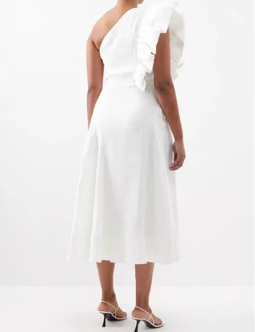 Aje Bonjour Asymmetric Ruffled Dress White Size AU 8 photo 3