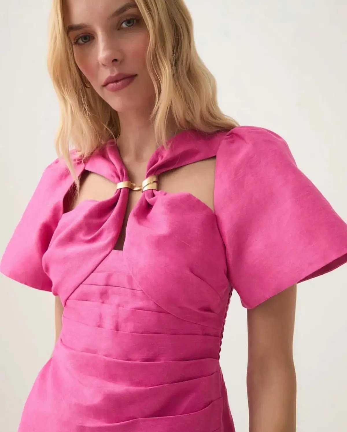 Aje Presence Twisted Midi Dress Fuchsia Rose Size 12 photo 4