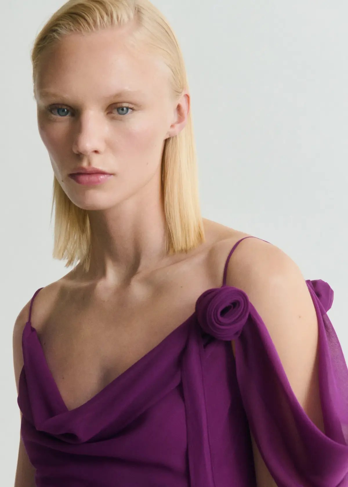 M.N.G Draped dress with flower detail Purple Size M photo 5