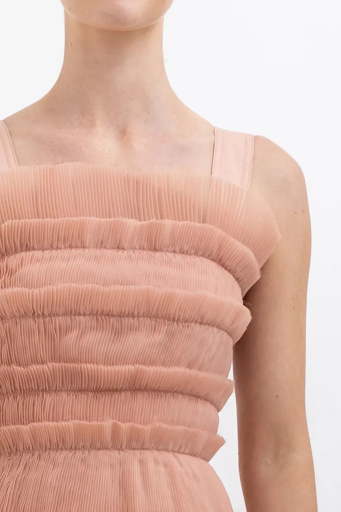 Aje Jacinto Pleated Mini Dress Nude Pink Size 10 photo 5