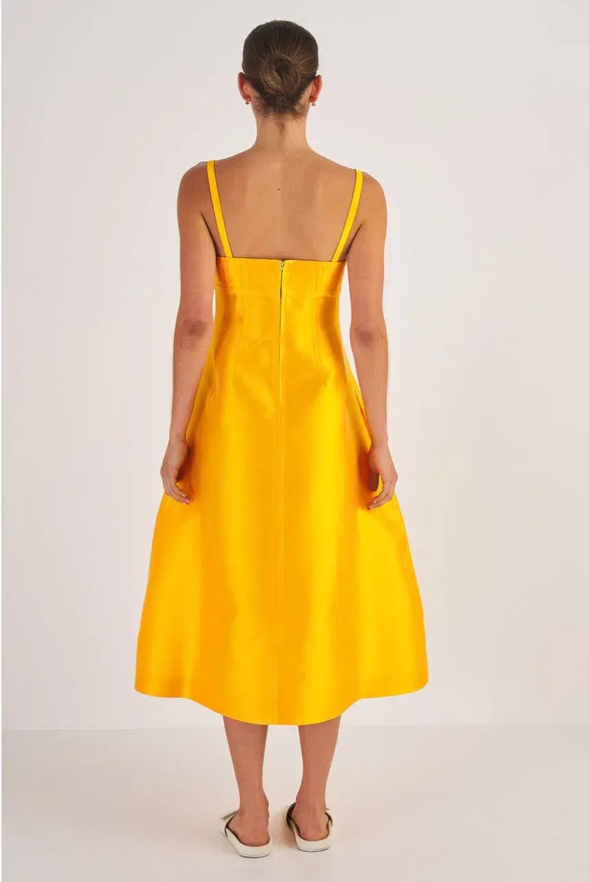Oroton Sculptured Bodice Dress Marigold Size 8 photo 4