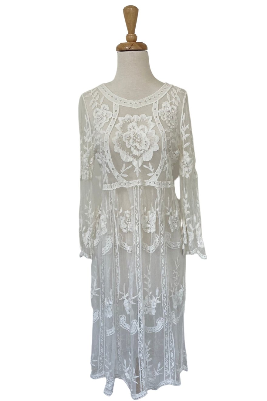 Mama Rentals Madeleine Ivory Lace Midi Dress photo 4