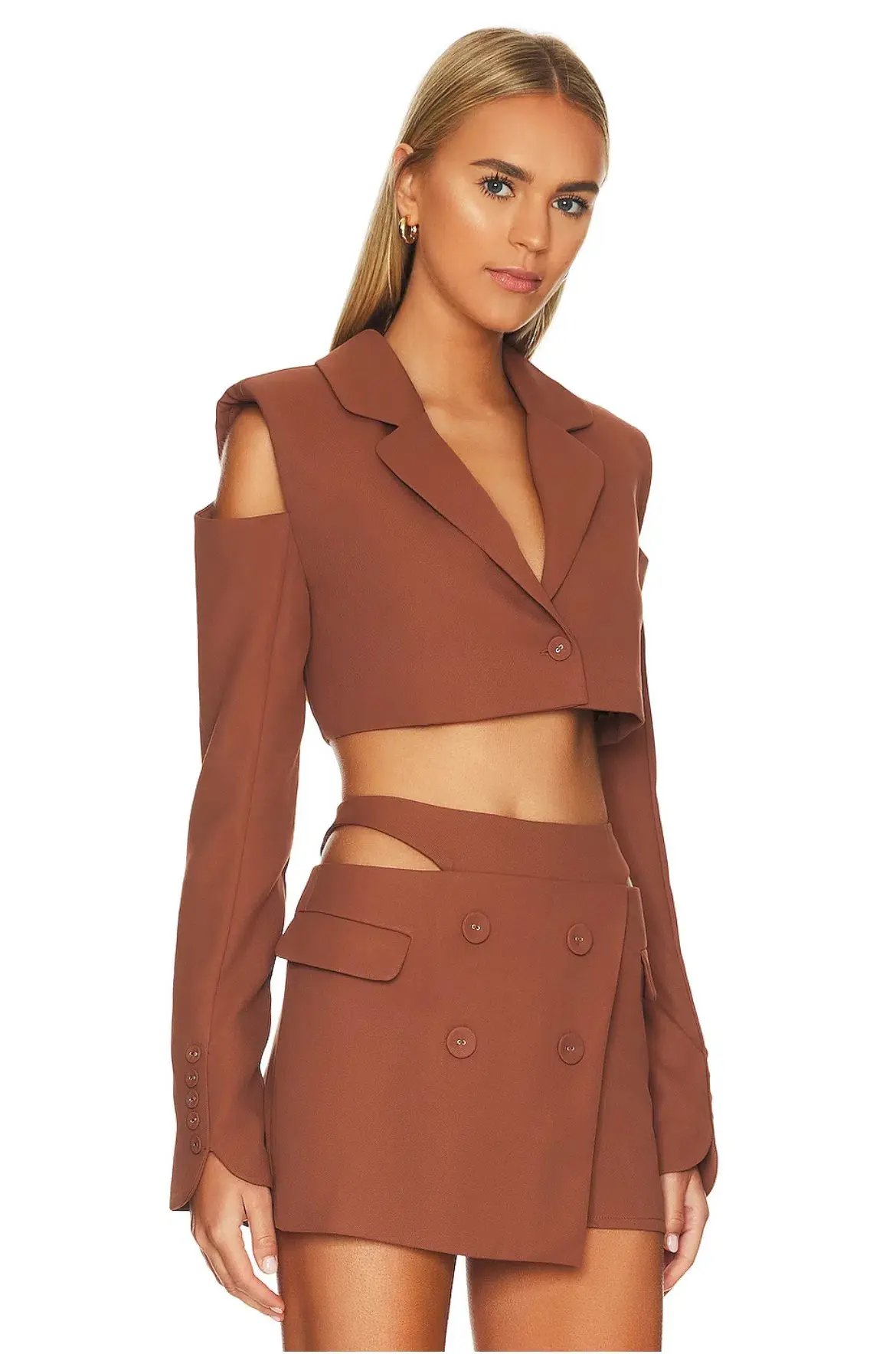 For Love & Lemons Alysa Crop Top and Mini Skirt Set Brown Size S / AU 8 photo 4