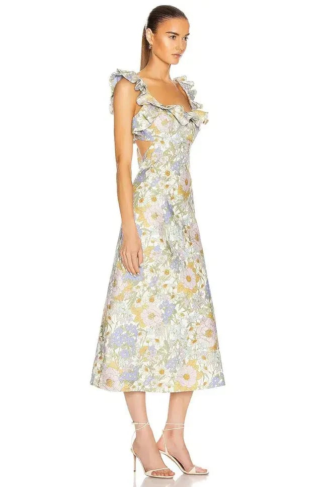 Zimmermann Super Eight Frilled Midi Dress Floral Size 1 / AU 10 photo 2