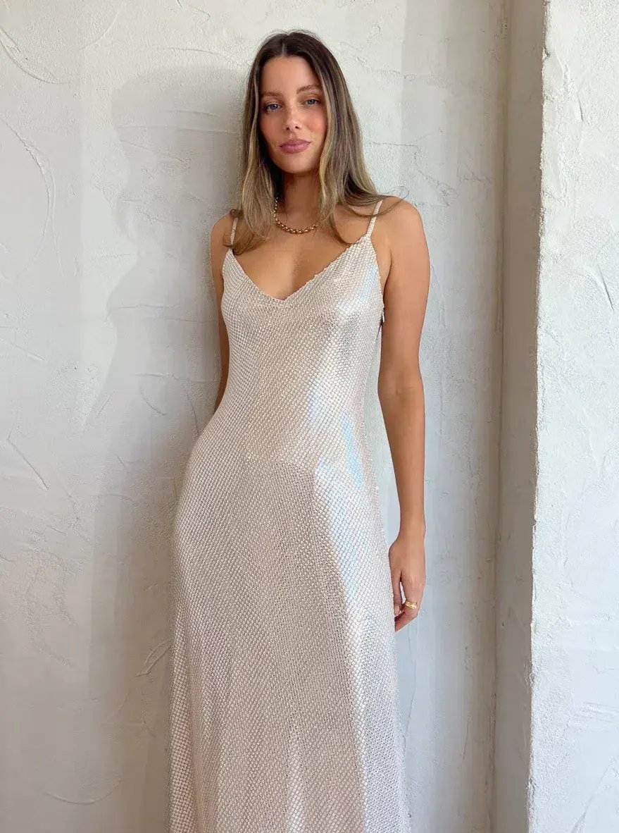 Manning Cartel High Voltage Slip Dress Nude Silver Size 6 photo 3