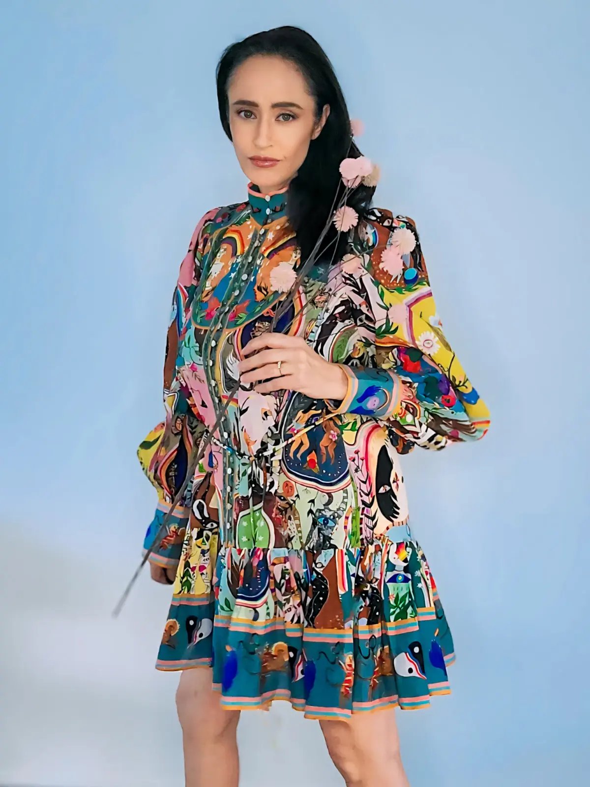 Alemais Evergreen Mini Dress Multicolour Size 12 photo 2