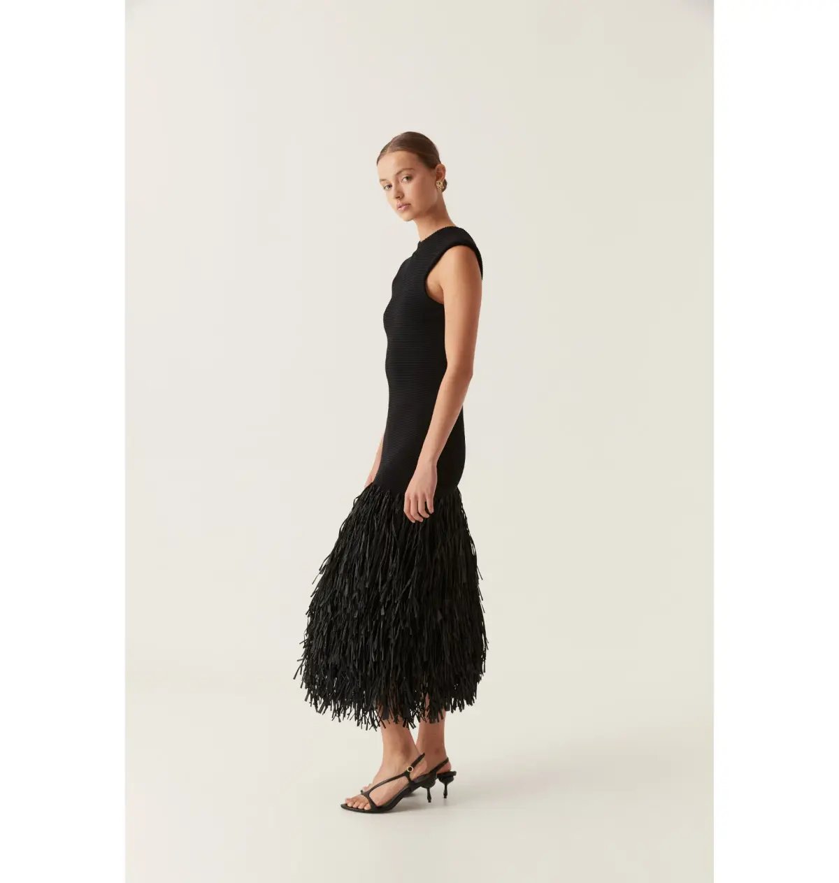 Aje Rushes Raffia Knit Midi Dress Black Size AU XS/US 2 photo 2