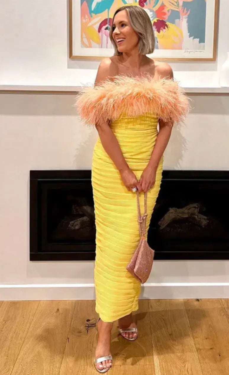 Rachel Gilbert Zion Midi Dress Yellow Size 10 photo 2