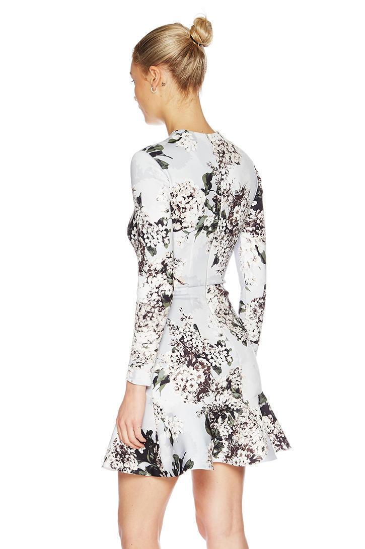 Lover Rosemary Scuba Dress Grey Floral Size 6 photo 4