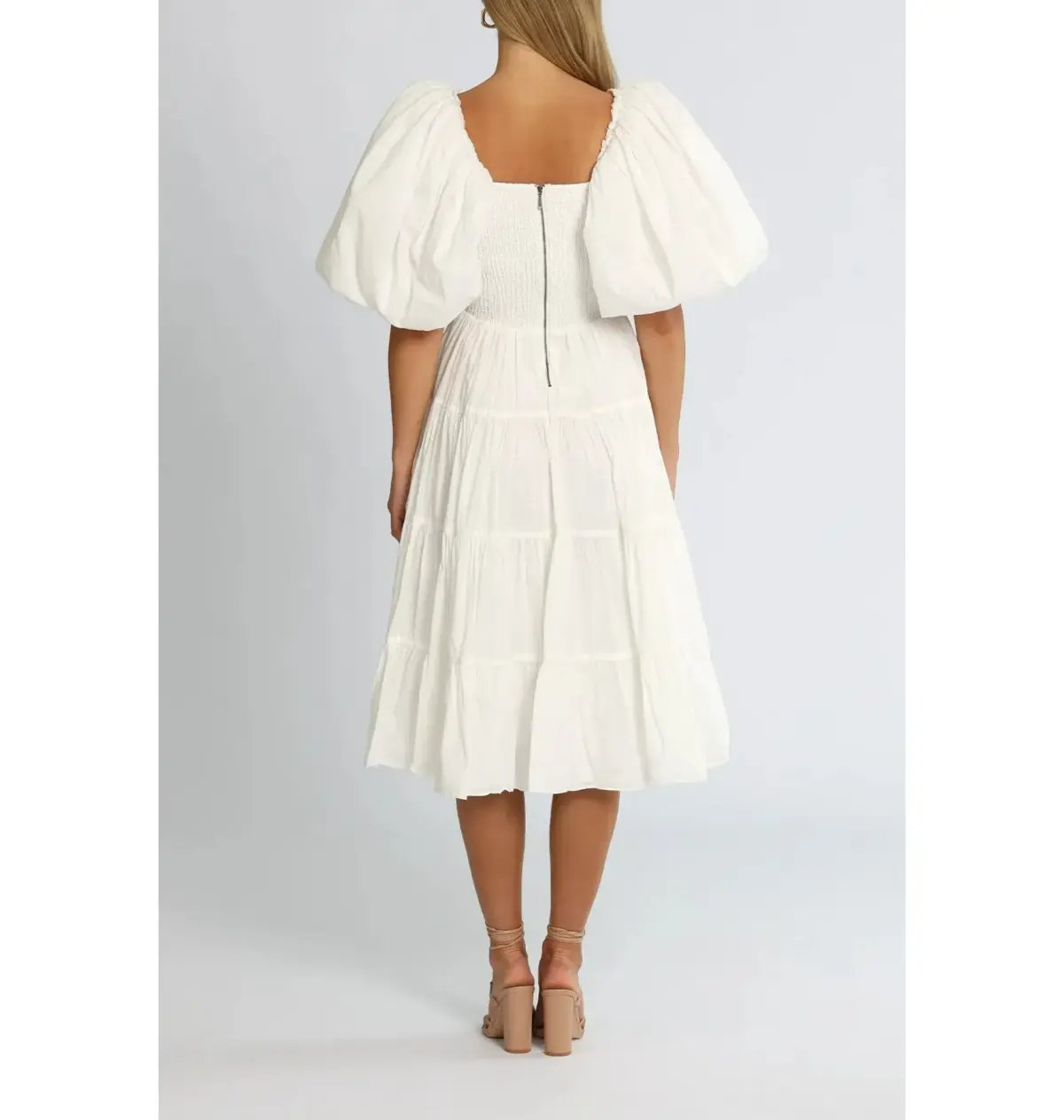 Aje Cherished Midi Dress White Size AU 8 photo 3