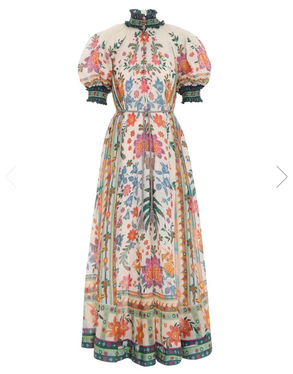 Zimmermann Ginger Swing Maxi Dress Cream Multi Size 4 / AU 16 photo 3