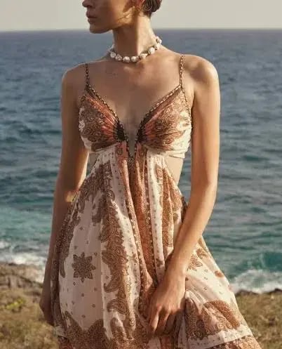 Zimmermann Maxine Plunge Maxi Dress Orange Paisley Size 2/Au 12 photo 5