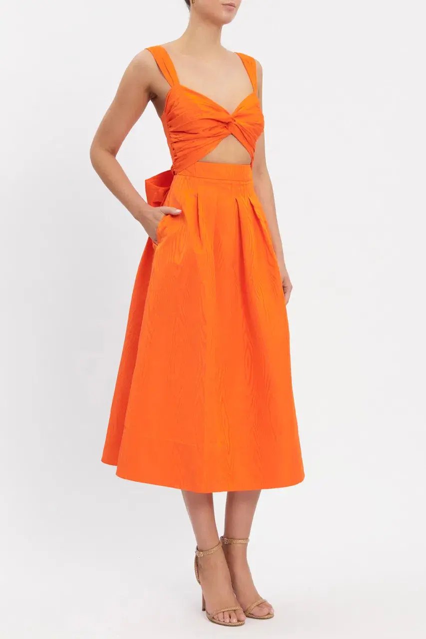 Rebecca Vallance Carmelita Cut Out Midi Dress Orange Size 10 photo 2