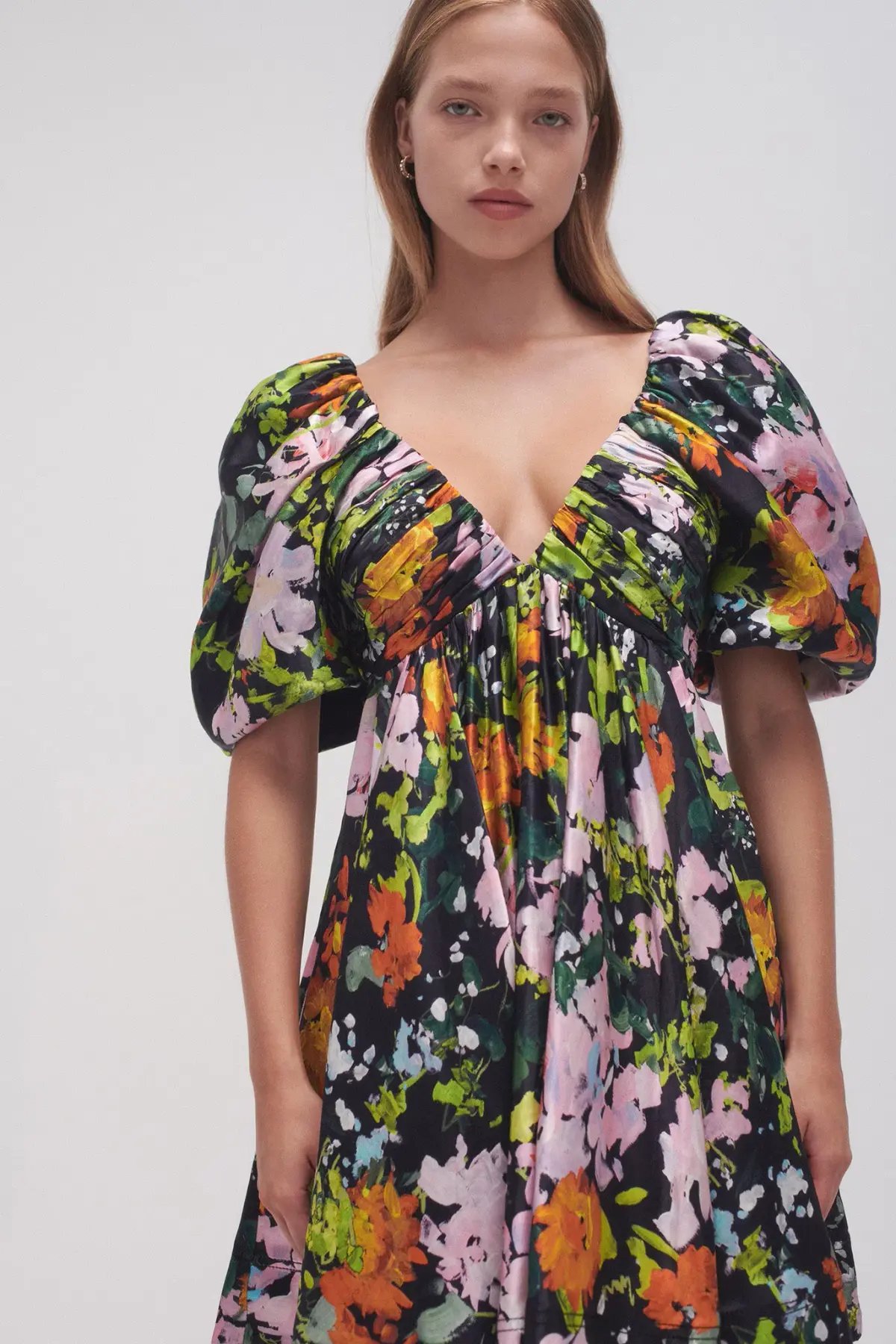 Aje Gabrielle Plunge Mini Dress Midnight Floral Size 8 photo 2