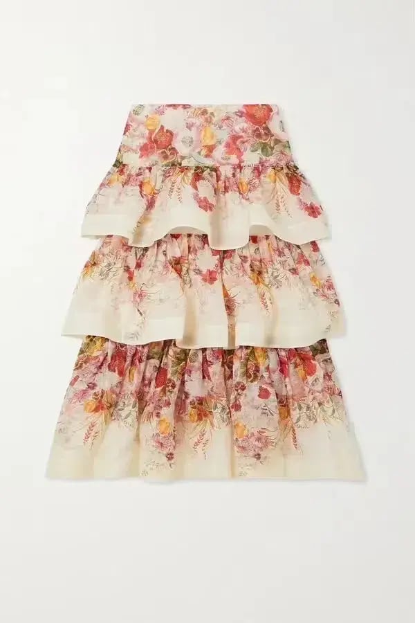 Zimmermann Wonderland Bralette and Tiered Skirt Set Elka Poppy Ivory Floral Size 1 / AU 10 photo 4