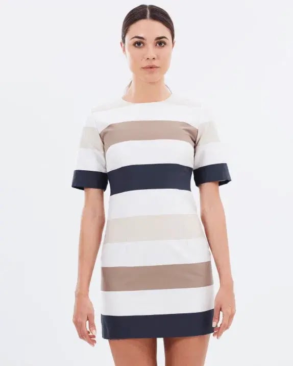 By Johnny Muted Stripe Tee Mini Dress Print Size 10 photo 2