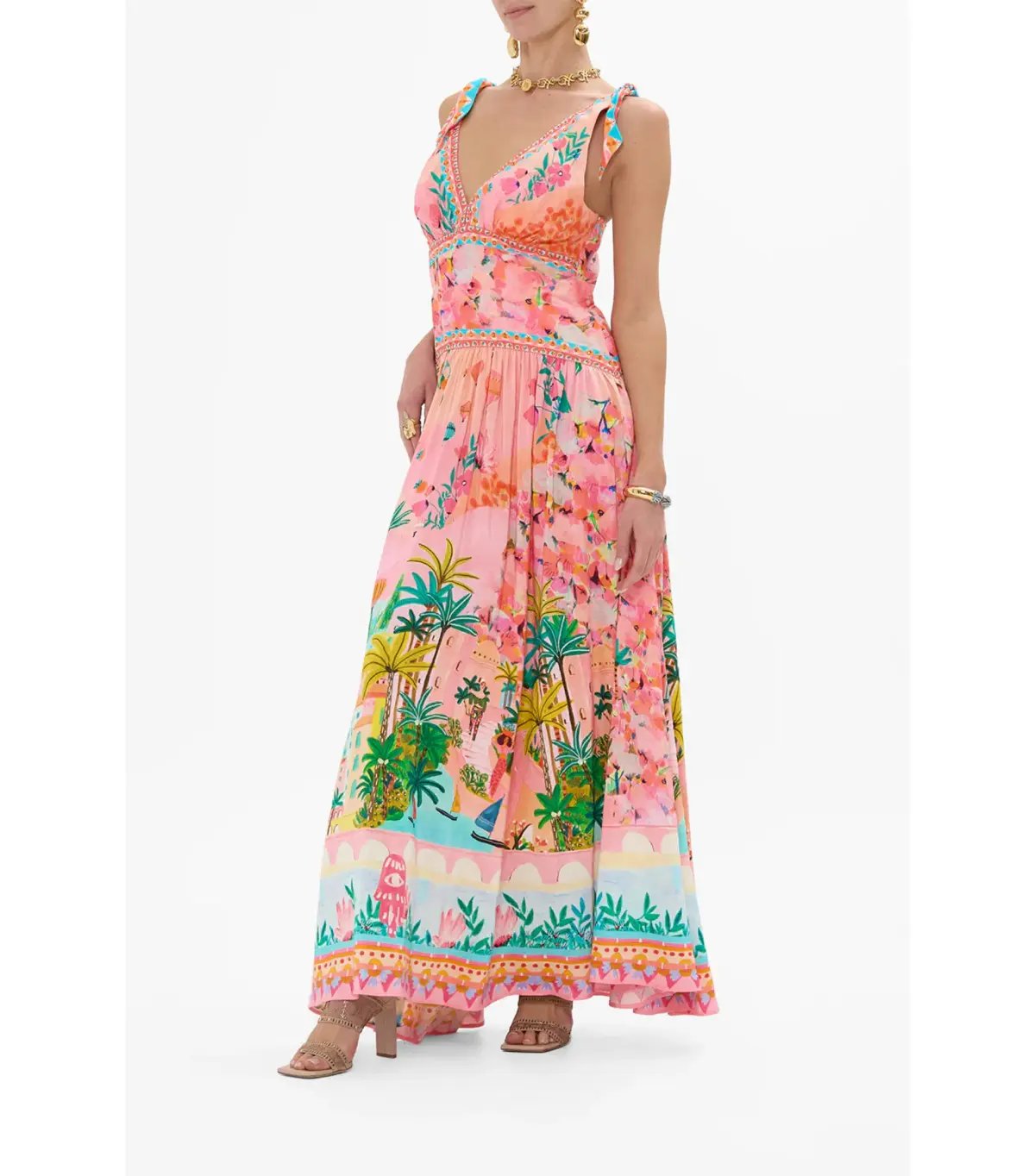 Camilla Tie Shoulder Dress in Sister Sunset Size AU 10 photo 2