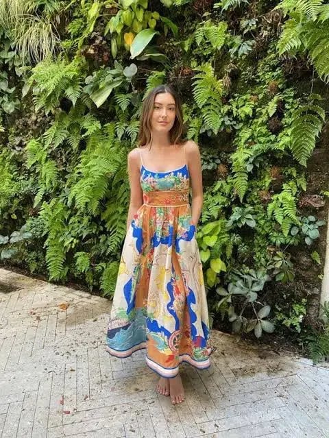 Zimmermann Alight Picnic Midi Dress Nautical Map Size 0 / AU 8 photo 4