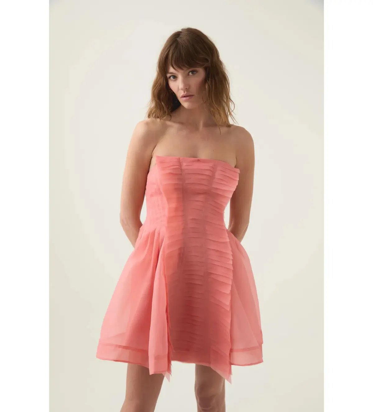 Aje Astrid Strapless Mini Dress Washed Coral Size AU 12 photo 2
