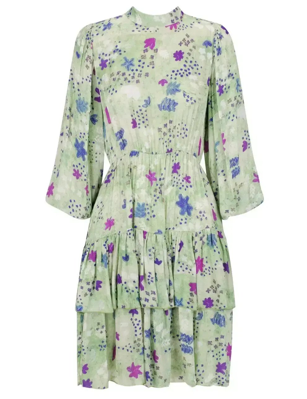 Frank & Dollys Viamo Cascade Floral Satin Dress in Sage Size XXS / 6 photo 4