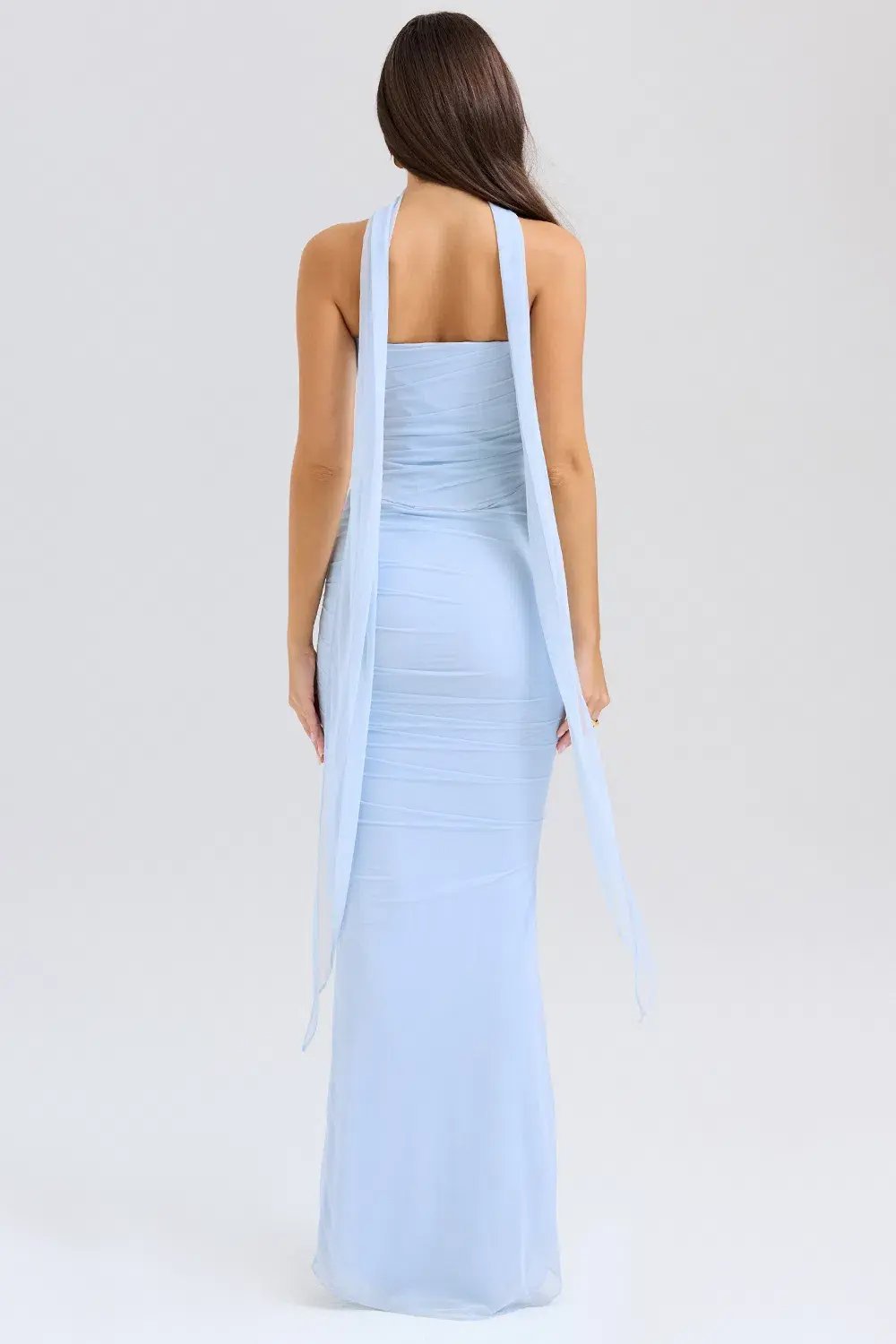 House of CB Hallie Strapless Corset With Neck Scarf and Cassidy Fluted Hem Maxi Skirt Set Bluebell Size S / AU 8 photo 2